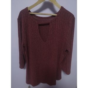 Quarter Length Sleeve Cut Out Top